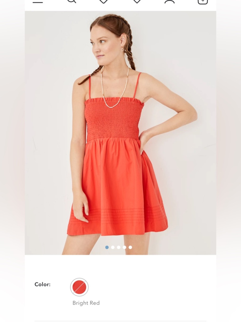 American Eagle Coral Smocked Strapless Dress